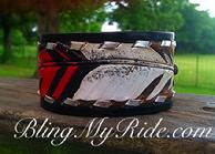 Hand tooled and painted leather cuff bracelet.